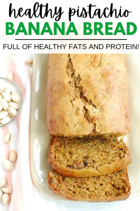 Pistachio Recipes Healthy, Pistachio Bread, Healthy Banana Bread Recipe, Pistachio Dessert, Pistachio Recipes, Banana Bread Recipe Healthy, Pistachio Butter, Healthy Bread Recipes, Protein Bread