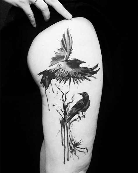 Nordic Sisterhood Brazil Tattoo, Dark Angel Tattoo, Black Bird Tattoo, Crow Tattoo, Scary Tattoos, Raven Tattoo, Bird Tattoo, Tattoo Black, Real Tattoo