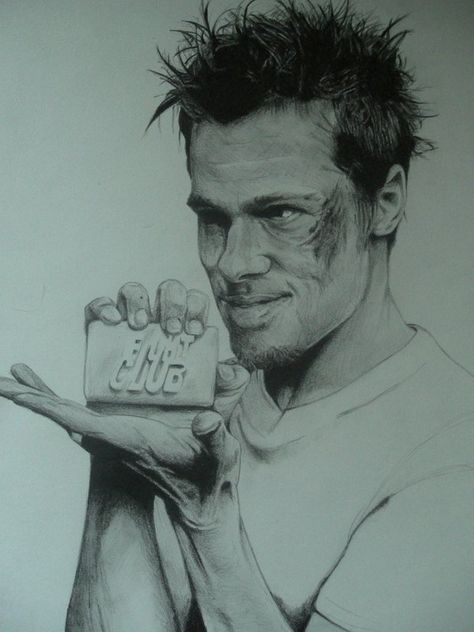 Brad Pitt aka Tyler Durden by Monkey-Jack on DeviantArt Comic Book Drawing, Prismacolor Art, Drawing Cartoon Faces, Tyler Durden, Celebrity Drawings, Art Diary, Cartoon Faces, Art Journal Inspiration, Brad Pitt