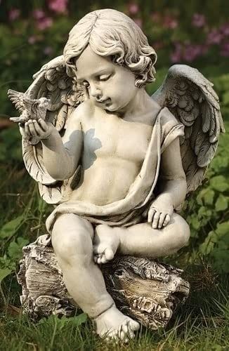 Cherub garden statue with dove. Cherub Art, Angel Statues Sculpture, Cherub Sculpture, Cherub Tattoo, Garden Figures, Outdoor Garden Statues, Angel Statue, Cherub Angel, Angel Sculpture