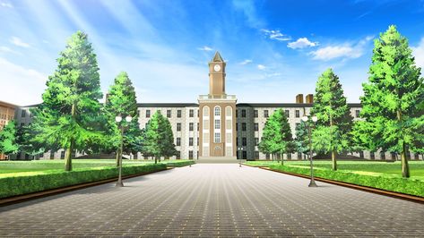 Anime University, Places Background, Notion Organization, Wallpaper Scenery, Animation Schools, School Background, Gacha Backgrounds, School Hallways, Episode Backgrounds