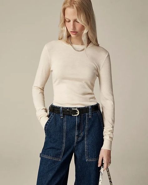 30 Chic Sale Finds From J.Crew and Abercrombie | Who What Wear Work Fits, Trench Dress, Sweater For Women, Classic Dress, Fashion Editor, Basic Tops, Crewneck Sweater, V Neck Sweater, Who What Wear