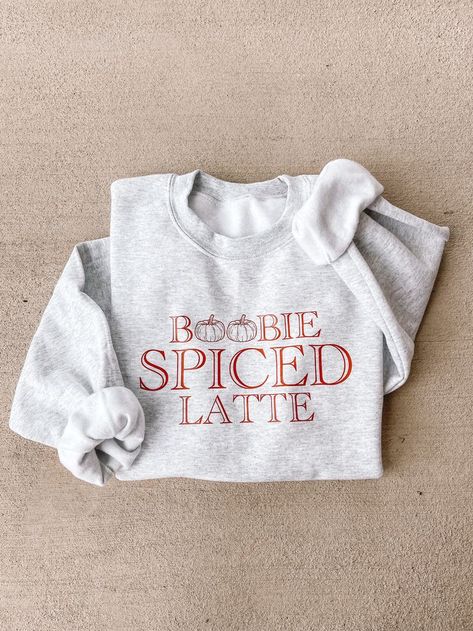 Boobie Spiced Latte crewneck! Perfect for the pumpkin spice loving, breastfeeding and/or pumping moms! Breastfeeding Shirt, Breastfeeding Clothes, Pumping Moms, Pumpkin Shirt, Mama Shirt, Mom Shirt, Perfect Shirt, Mom Shirts, Gift For Mom