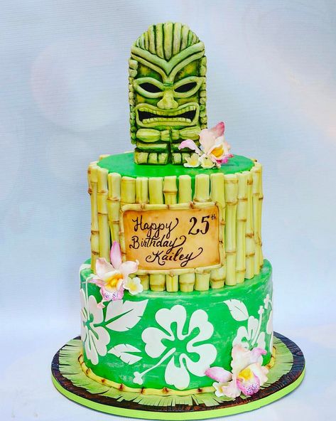 Torte Fondant, Tiki Theme, Happy 25th Birthday, Theme Cake, Unique Cakes, 25th Birthday, Backyard Party, Tropical Islands, Cake Inspiration