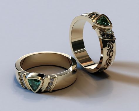 **Get 200$ off by subscribing to our newsletter https://shorturl.at/pSTY4 His and His Wedding Rings Collection: https://etsy.me/422POve Mens Emerald Wedding Band. White And Black Diamond band, Fine Minimalist 14K Yellow Gold Ring For Men Handmade By Vidar Jewelry. Him and Him Matching Wedding Band. It is a Minimalist and modern wedding band Set that features Trible Matching gold rings, a Gorgeous Emerald Trillion cut Gemstone set as a centerpiece, White and Black Diamonds are paved aside.  A wed Feminine Men Wedding Rings, Wedding Rings Masculine, Lord Of The Rings Wedding Band Men, Mens Engagement And Wedding Ring Set, Emerald Green Wedding Ring Men, Engagement Ring Ideas For Men, Mens Gemstone Ring, Elven Ring Men, Masc Wedding Rings