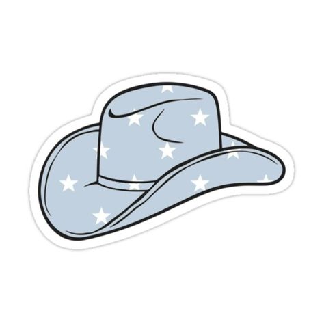 Decorate laptops, Hydro Flasks, cars and more with removable kiss-cut, vinyl decal stickers. Glossy, matte, and transparent options in various sizes. Super durable and water-resistant. white and blue starry printed cowboy hat Star Cowboy Hat, Cowboy Hat Sticker, Cowboy Hat Drawing, White Cowboy Hat, Emoji Wallpaper Iphone, Hats And Caps, Emoji Wallpaper, Lego Friends, Star Stickers