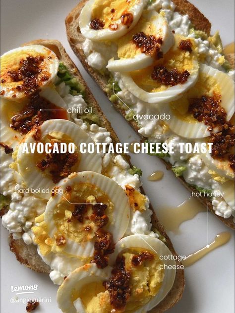 Lemon8 · AVOCADO COTTAGE CHEESE TOAST 🥑 · @angie ☻ Savoury Cottage Cheese Breakfast, Cottage Cheese Honey Toast, Cottage Cheese Add Ins, Sweet Potato Cottage Cheese, Cottage Cheese Avocado Toast, Easy Cottage Cheese Recipes, Cottage Cheese Meals, Cottage Cheese Omelette, Cottage Cheese Ideas