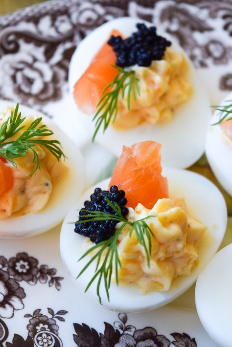 Christmas Kitchen: Devilled Eggs Royale | Rachel Phipps Eggs Royale, Caviar Appetizers, Fancy Recipes, Devil Eggs, Devilled Eggs, Healthy Cake Recipes, Fine Dining Recipes, Deviled Eggs Recipe, Brunch Dishes