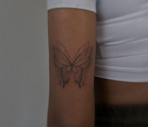 Delicate Butterfly Tattoo, Above Knee Tattoo, Outer Forearm Tattoo, Spine Tattoos For Women, Forearm Tattoo Women, Delicate Butterfly, Knee Tattoo, Matching Tattoo, Spine Tattoos