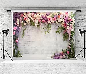 Photobooth Decor, Decor Photobooth, Newborn Party, Background For Party, Pink Floral Wall, Brick Wall Backdrop, Party Portrait, White Brick Wall, Banner Wedding