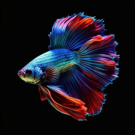 Betta Fish Photography, Betta Painting, Beta Fish Painting, Fish Photography, Marine Life Art, Uv Painting, Fish Pictures, Anllela Sagra, Betta Fish Types