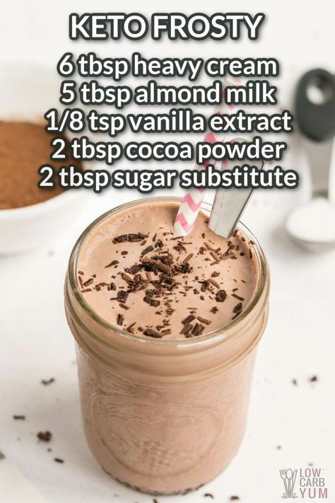 Keto Frosty, Keto Smoothie Recipes, Postre Keto, Low Carb Drinks, Keto Diet Food List, Low Carb Sweets, Keto Dessert Easy, Keto Drink, Keto Cooking