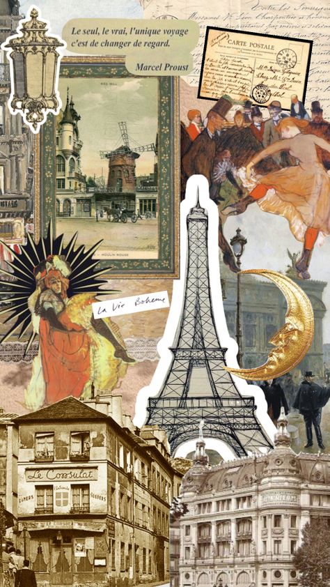 #belleepoque #paris #vintage #moulinrouge #postimpressionism #impressionism #arthistory #moodboard #lavieboheme #vintageparis #french Vintage Design For Portfolio In School, French Language Aesthetic Wallpaper, French History Aesthetic, French Architecture Aesthetic, French Language Aesthetic, French Aesthetic Wallpaper, France Moodboard, Moodboard Paris, Vintage French Aesthetic