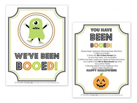 free printable "We've been BOO-ed" sign for October/Halloween {TomKat Studio} Boo Halloween Sign, Been Booed, You've Been Booed, Boo Sign, Staff Gifts, Holiday Printables, Printable Halloween, Halloween Quotes, Fun Treats