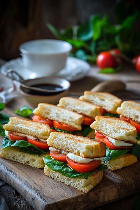 Finding the perfect tea party food that’s both fresh and delicious can be a challenge. Learn how to make easy Caprese Tea Sandwiches plus nine other tasty snacks for a well-rounded tea party menu. Save this pin so you’re ready with elegant and flavorful bites for any gathering! Tea Party Sandwiches Recipes, Party Sandwiches Recipes, Tea Party Menu, Tea Party Sandwiches, Party Sandwiches, Best Party Food, Cucumber Sandwiches, Tasty Snacks, Tea Party Food