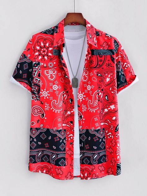 Mens Paisley Shirts, Paisley Print Shirt, Boho Men, Trendy Shirt Designs, Dope Outfits For Guys, Stylish Men Casual, Paisley Shirt, Mens Fashion Classy, Men Shirts