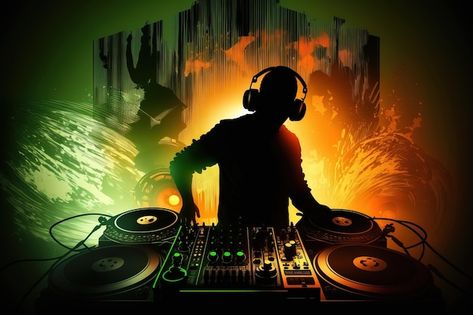 Photo man with headphone silhouette musi... | Premium Photo #Freepik #photo #retro-night #disco #retro-disco #neon-party Dj Pics, Mixtape Art, Music Background, Time To Travel, Dj Setup, Lord Photo, Dj Images, Dj Disco, First Youtube Video Ideas