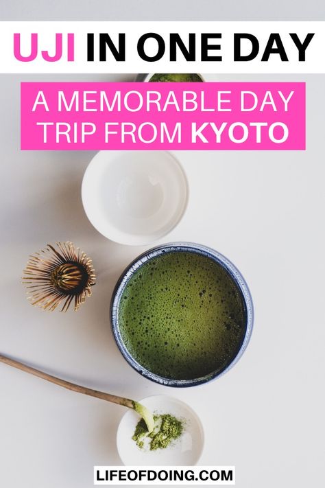 If you need an idea of a day trip from Kyoto, Japan, head to Uji. It's known for growing tea so try Uji matcha dessert and drinks here. You'll also experience the beautiful Byodoin temple and other exciting attractions. Uji day trip | One day in Uji | What to do in Uji | Things to do in Uji | What to eat in Uji | Uji itinerary | Uji travel guide | Kyoto itinerary | Kyoto day trips | Kyoto bucket list | Kyoto hidden gems | Beautiful places to visit in Kyoto #LifeOfDoing Kyoto Day Trip, Growing Tea, Matcha Desserts, Kyoto Itinerary, Matcha Dessert, Tokyo Japan Travel, Backpacking Asia, Japan Travel Tips, Japan Travel Guide