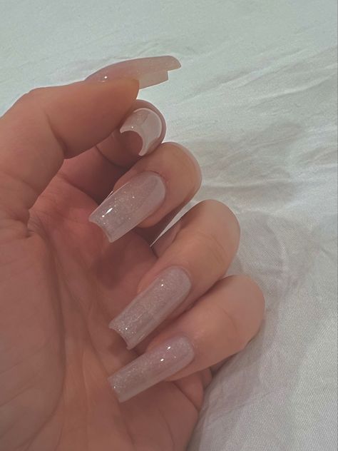 Nails Subtle, Bare My Soul, Long Nails Acrylic, Sqaure Nails, Sparkly Acrylic Nails, Neutral Nails Acrylic, Gel X Nail, Milk Jelly, Natural Acrylic Nails