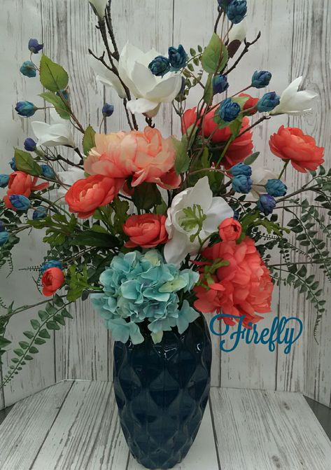 Colorful floral arrangement.. floral by Firefly Flower Centrepiece, Basket Arrangement, Summer Flower Arrangements, Spring Flower Arrangements, Flower Arrangement Designs, Artificial Floral Arrangements, Arrangement Floral, Church Flower Arrangements, Home Floral Arrangements