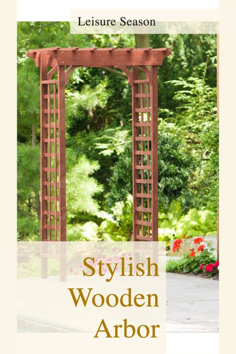 Let flowering plants flow, and vines climb. This wooden arbor creates a stylish backdrop or entrance way to yards or special outdoor areas. Lattice design adds details and helps you shape the path for which things grow Cedar Arbor, Metal Arbor, New England Arbors, Garden Archway, Wood Arbor, Wooden Arbor, Garden Nook, Metal Pergola, Garden Wood