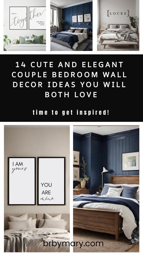 Looking for bedroom wall decor ideas? I've got you! here are 14 Cute and Elegant Couple Bedroom Wall Decor Ideas. From frames to funny couple posters and other ways to elevate your bedroom walls, I share all my ideas in this post. Bedroom Wall Picture Ideas, Couple Bedroom Wall Decor, Couple Bedroom Decor Ideas, Blue Bedroom Ideas For Couples, Couples Bedroom Wall Decor, Unisex Bedroom, Adult Bedroom Decor, Bedroom Designs For Couples, Bedroom Wall Decor Above Bed