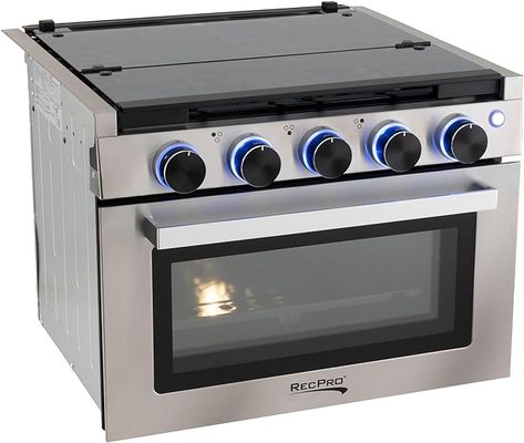 Amazon.com: RecPro RV Stove | 21" x 17" Cooktop | 17" Tall Gas Range | Black or Silver Finish | Optional Vented Range Hood (Stainless, No Range Hood) : Appliances No Range Hood, Vented Range, Vented Range Hood, Rv Stove, Rv Appliances, Dual Oven, Stainless Range Hood, Rv Kitchen, Burner Stove