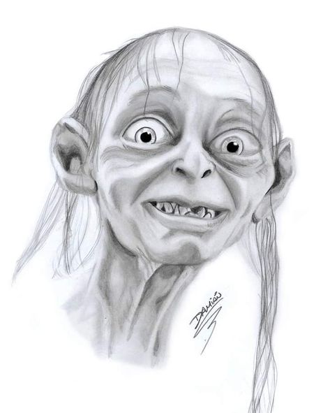 The Lord of the Rings, El Señor de los Anillos Smeagol Drawing, Lord Of The Rings Art Draw, Lotr Illustrations, Lord Of The Rings Drawing, The Hobbit Gollum, Gollum Smeagol, Ring Sketch, Goblin Art, Lord Of