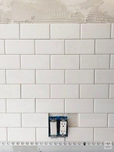 DIY Subway Tile Backsplash Under $310 • Project Allen Designs Diy Subway Tile Backsplash Kitchen, Subway Backsplash Kitchen, How To Tile Backsplash, Kitchen Subway Tile Backsplash, White Subway Tile Kitchen Backsplash, Diy Subway Tile, White Subway Tiles Kitchen Backsplash, Cooper Kitchen, White Subway Tile Kitchen