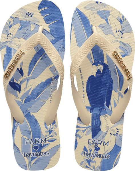 Havaianas x Farm Rio Fresh Fruit Flip Flop (Women) | Nordstrom Havaianas Farm, Tropical Tile, Parrot Design, Blue Parrot, Flip Flops For Women, Kids Clogs, Dr Shoes, Printed Flip Flops, Kids Flip Flops