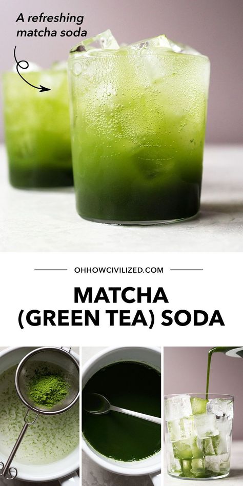 Green Tea Soda Recipe, Matcha Syrup, Matcha Soda, Fizzy Water, Summer Tea Recipes, Iced Green Tea Recipe, Matcha Drink Recipes, Matcha Tea Recipes, Summer Drink Recipe