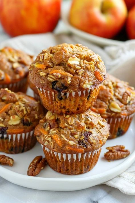 Morning Glory Muffins Recipe - Insanely Good Morning Glory Muffins With Zucchini, Sunrise Muffins, Breakfast Muffins Easy, Egg Free Muffins, Easy Delicious Meals, Morning Glory Muffins Recipe, Morning Muffins, Oatmeal Muffins Healthy, Glory Muffins