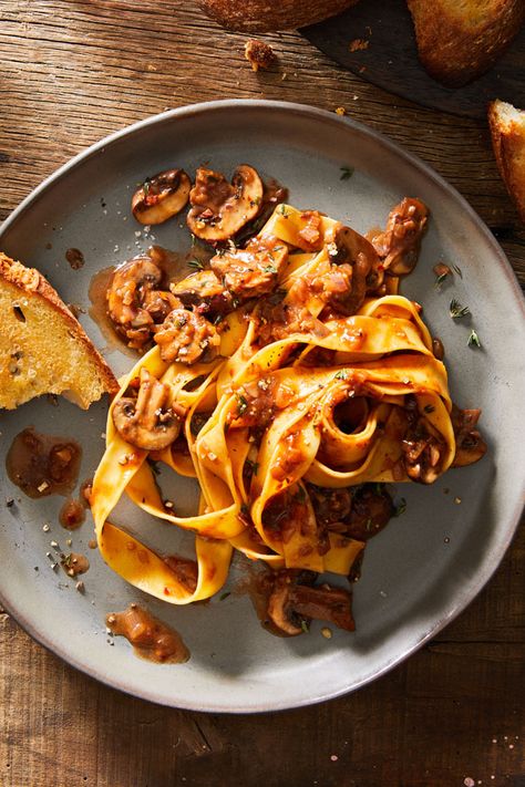 Pappardelle Pasta Recipes, Pappardelle Recipes, Mushroom Pappardelle, Pappardelle Pasta Recipe, Hearty Pasta Recipes, Pappardelle Recipe, Italian Sausage Sandwich, Tomato Parmesan, Mushroom Pasta Sauce