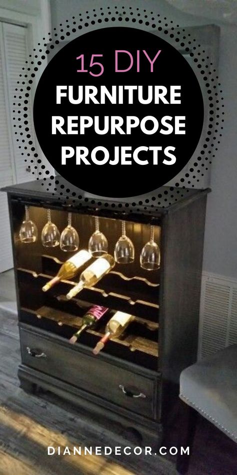 Creative people all over the world find ways to upcycle old furniture and give it a new life. In this post, I've rounded up 15 amazing DIY furniture repurpose projects. Let's take a look. #diyfurniturerepurpose #diyfurnitureupcycle #diyfurniture #furniturerepurpose #furnitureupcycle #diydecor #homedecor #decor #decoratingonabudget Repurpose Projects, Modern Industrial Decor, Diy Furniture Repurpose, Homemade Furniture, Upcycled Furniture Diy, Furniture Repurpose, Repurposed Furniture Diy, Funky Painted Furniture, Creative Home Decor