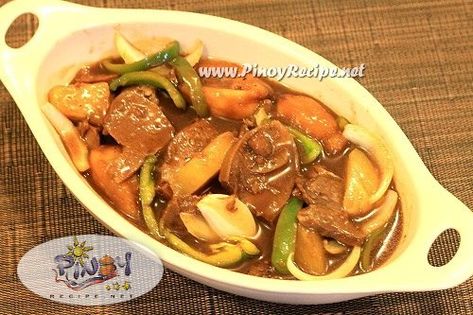 Estofado Recipe, Chopsuey Recipe, Tilapia Recipes, Spanish Cuisine, Filipino Dishes, Filipino Recipes, Beef Dishes, Easter Sunday, Steak Recipes