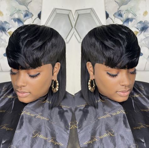 Feathered Hairstyles Medium Black Women, 27 Piece Mohawk Quick Weave, Mullet Weave Hairstyles, Quick Weave Hair Styles For Black Women, Quick Weave Mullet Black Women, Short 27 Piece Hairstyles Quick Weave, Mohawk Quick Weave Hairstyles, Mullet Hairstyle Black Women, 27 Piece Quick Weave Hairstyles Pixie Cuts Black Women