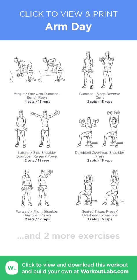 Arm Day – click to view and print this illustrated exercise plan created with #WorkoutLabsFit Arm Workout Gym, Arm Day Workout, Quote Strength, Workout Morning, Strength Quotes For Women, Workout Labs, Arm Workouts At Home, Arm Work, Arm Workout Women