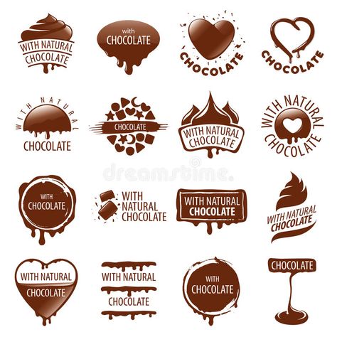 Set of vector logos chocolate stock illustration Luxe Logo, Candy Logo, Chocolate Logo, Case Study Design, Chocolate Labels, Cake Logo Design, Chocolate Design, Bar Logo, Chocolate Brands