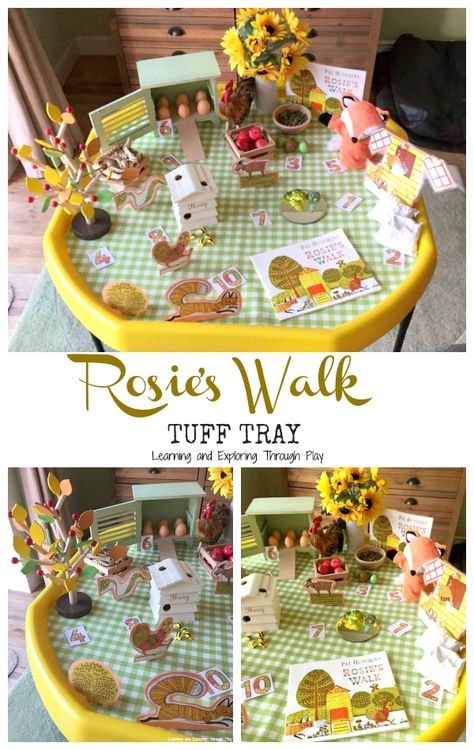 Rosies Walk Tuff Tray Rosies Walk, Story Boxes, Story Baskets, Story Sacks, Story Sack, Tuff Spot, Farm Unit, Literacy Centers Kindergarten, Farm Activities