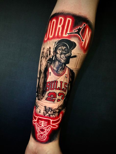 Chicago Tattoo Ideas, Bach Idea, Michael Jordan Tattoo, Mj Tattoo, Chicago Bulls Tattoo, Jordan Tattoo, Chicago Tattoo, Brian Dawkins, Baby Tattoo