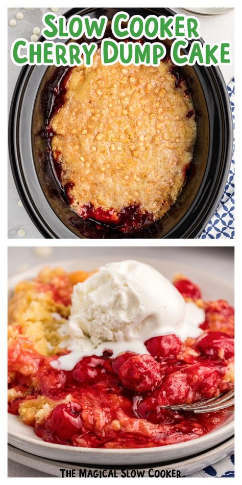 Crockpot Dessert, Food Crockpot, Crockpot Desserts, Cherry Dump Cake Recipe, Cake Mom, Weight Watcher Desserts, Cherry Dump Cake, Christmas Eats, Menu Recipes