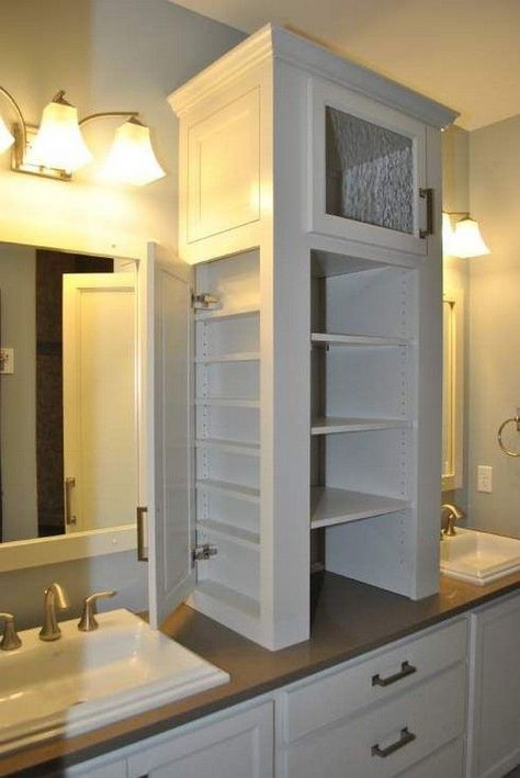 Shallow Cabinet, Linen Cabinets, Linen Chest, Bathroom Linen Cabinet, Master Bath Remodel, Bathroom Remodel Shower, Bath Ideas, Bathroom Reno, Upstairs Bathrooms