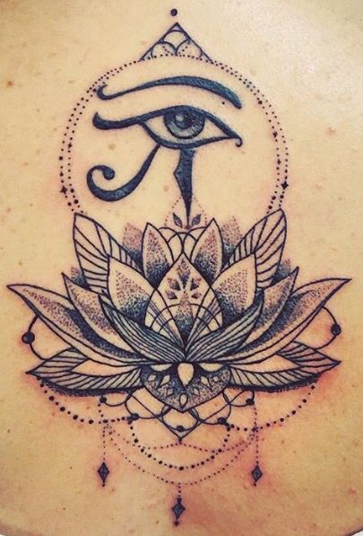 Egyptian tattoo                                                                                                                                                     More Seeing Eye Tattoo, Nefertiti Tattoo, Egyptian Lotus, Horus Tattoo, All Seeing Eye Tattoo, Egyptian Tattoo Sleeve, Anubis Tattoo, Candle Tattoo, Egypt Tattoo