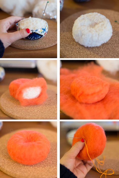 Needle Felt Autumn, Fall Felt Crafts, Felt Crafts Kids, Felted Pumpkins, Felt Food Diy, Felting Crafts, Felted Projects, Fall Pumpkin Crafts, Christmas Elf Doll