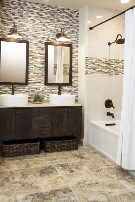 Bathroom Remodeling in Myrtle Beach by Creative Flooring Designs. #Bathrooms #Flooring Brown Tile Bathroom, Brown Bathroom, Casa Vintage, Bathroom Shower Tile, Shower Tile Designs, Decor Baie, Basement Bathroom, Bathroom Renos, Bathroom Remodel Master