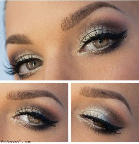 ss5 Light Smokey Eye, Silver Smokey Eye, Silver Eyeliner, Smokey Makeup, Black Eyebrows, Silver Eyeshadow, Cute Eyeshadow Looks, Smokey Eye Makeup Tutorial, Makeup Eye Looks