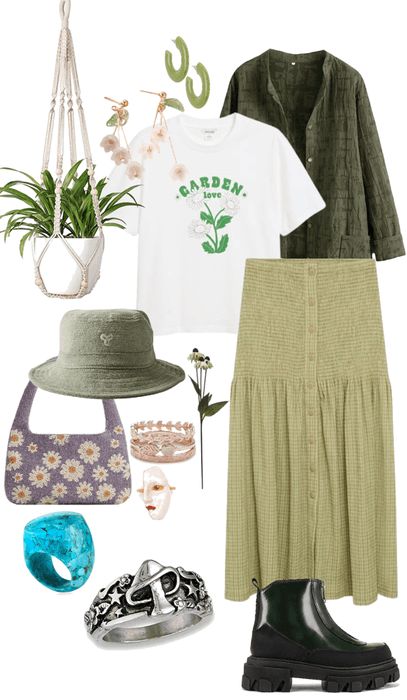 Grandmacore Outfit, Gardener Outfit, Thirty Flirty And Thriving, Casual Cottagecore, Mode Hippie, Future Outfit, Alternative Outfits, Outfit Shoplook, Colourful Outfits