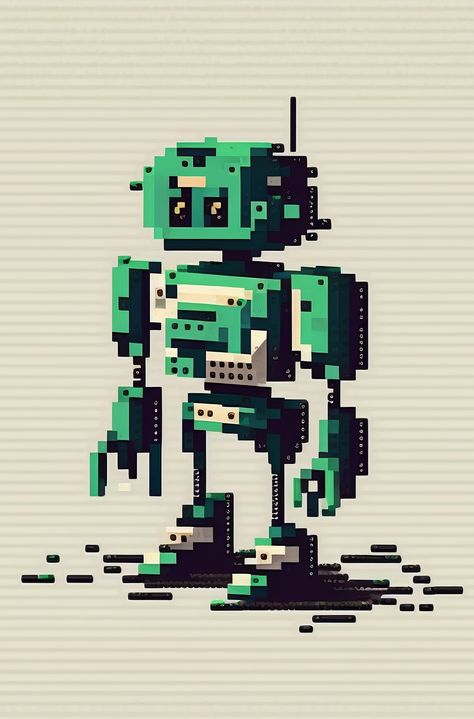 I am a pixelated robot A digital masterpiece I may not be realistic or smooth But I have a soul and dreams Pixel Art Level Design, Controller Pixel Art, Pixel Robot, Pixelated Astronaut, 8 Bit Skeleton, Computer Components, Starter Kit, Arduino