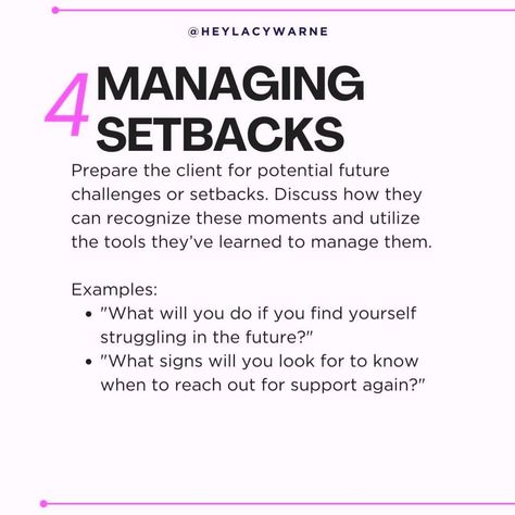 In your final therapy sessions, review the progress made toward your goals, acknowledging achievements and any lingering challenges. Identify personal triggers and develop a relapse prevention plan to help maintain progress. Discuss self-care routines, such as mindfulness or exercise, that support well-being. Consider supportive people who can encourage you moving forward. Setting future goals and discussing potential check-ins can help you leave therapy feeling confident and prepared for wha... Relapse Prevention Plan, Relapse Prevention, Feeling Confident, Future Goals, Self Care Routine, Moving Forward, Feel Confident, Self Care, Encouragement