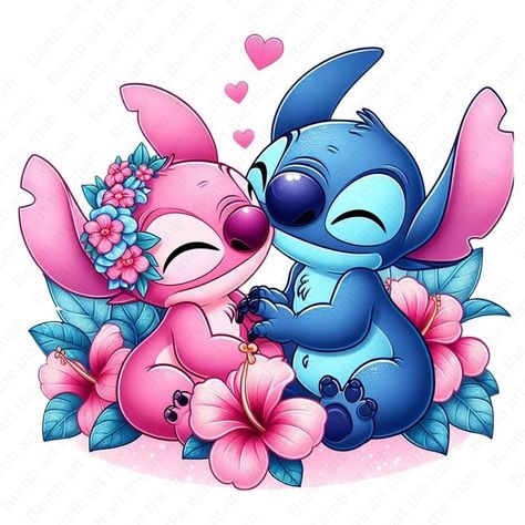 Angel Lilo And Stitch Wallpaper, Angel Stitch Disney, Stitch And Angel Cake, Angel From Lilo And Stitch, Stitch Y Angel, Birthday Stitch, Fan Art Disney, Wallpaper Stitch, Angel Lilo And Stitch